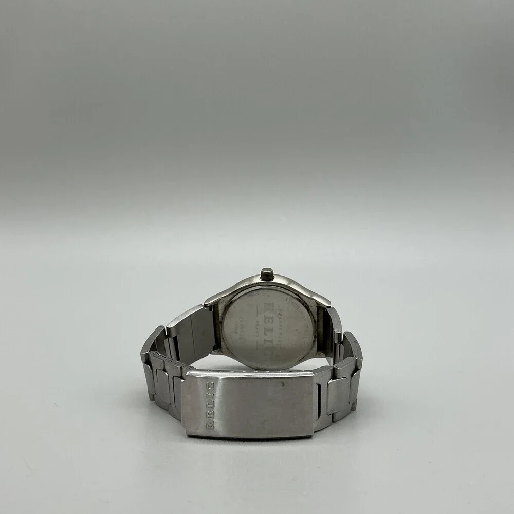 Relic Mens Watch 37mm Black Analog Digital Silver Tone For Parts Not Running